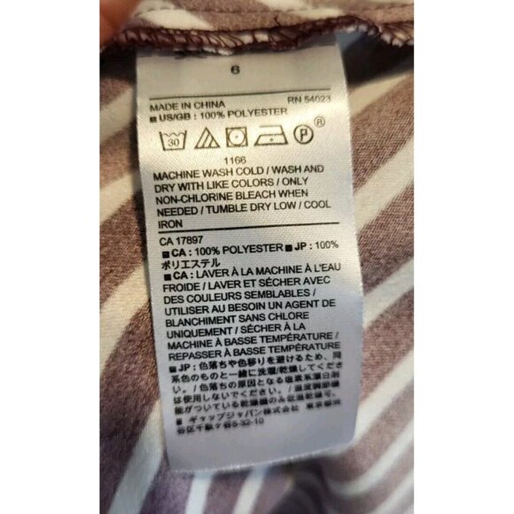 Banana Republic Burgundy White Stripe Long Sleeve Wrap Dress Sz 6 - Picture 9 of 9